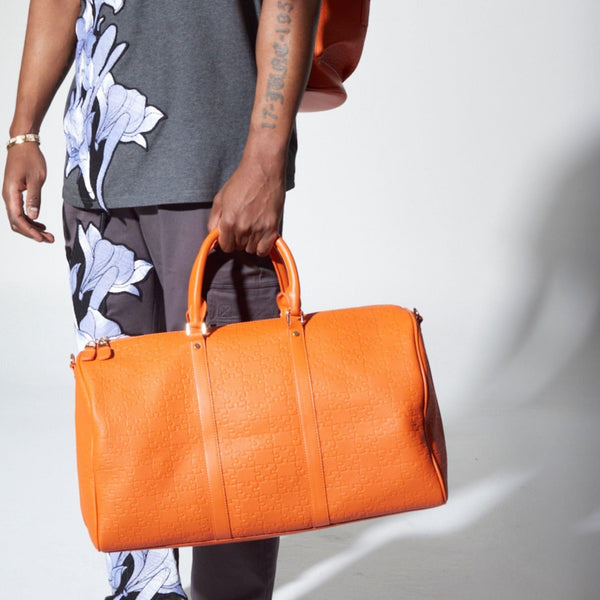 Abimbola Jigsaw Duffle Bag | Orange|Large - Daniel Diyepriye USA