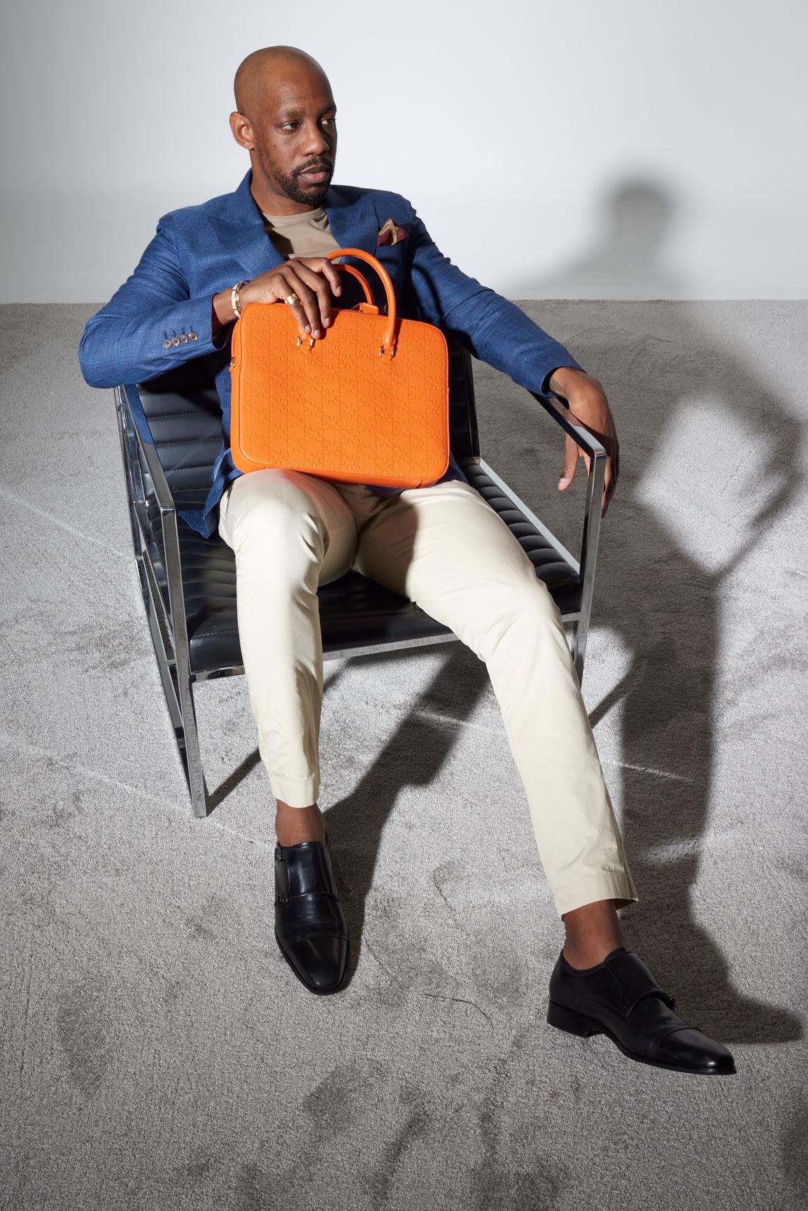 Okiki Laptop Bag | Orange - Daniel Diyepriye USA