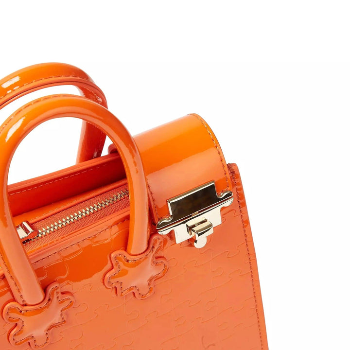 Ibukun Tiny Tote | Patent Leather - Papaya - Daniel Diyepriye USA