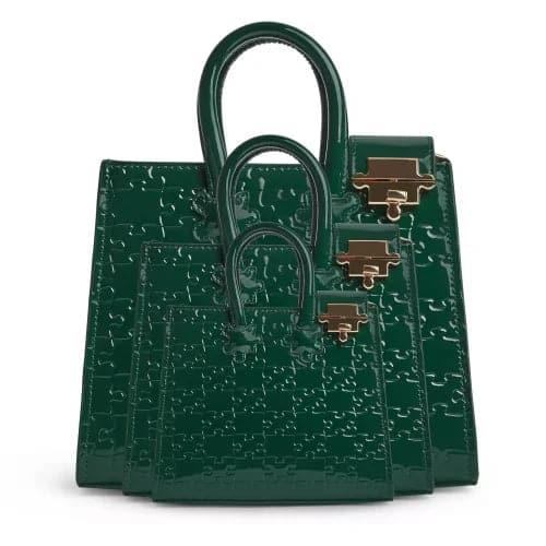 Ibukun Tiny Tote | Patent Leather - Forest Green - Daniel Diyepriye USA