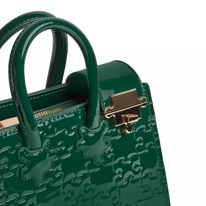 Ibukun Tiny Tote | Patent Leather - Forest Green - Daniel Diyepriye USA